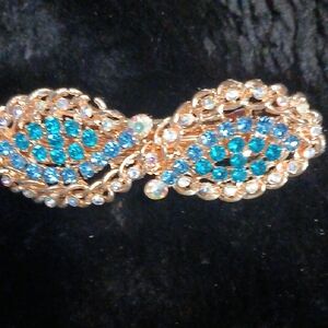 Gold and Blue Crystal Hair Clip